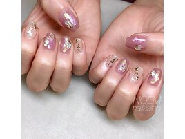 くすみピンク×水彩アート