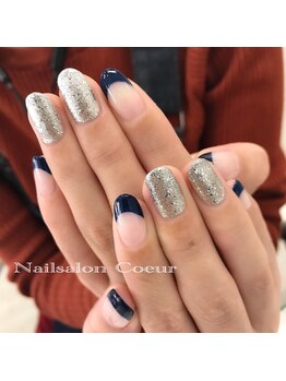 ネイルサロン クール(Nailsalon Coeur)/ネイビーフレンチ シルバー