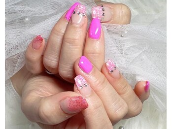 ジェー エス シー ネイル(J.S.C.nail)/ツィードフレンチ/ピンクネイル