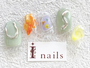 アイネイルズ 梅田店(I nails)/押し花ミラー天然石￥8200