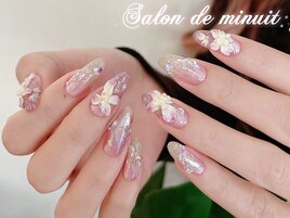 押し藤のお花ネイルバラドット夏