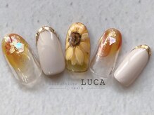 ネイルアトリエルカ(nail atelier LUCA)/W-793 大人可愛いひまわりネイル