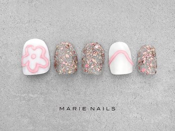 マリー ネイルズ いわきラトブ店(MARIE NAILS)/定額6000円税込 フラワー0606a