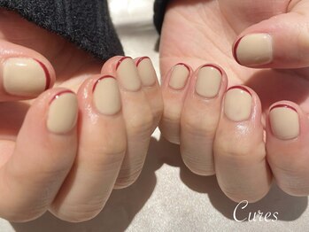 キュアーズ ネイル(CURES NAIL)/赤のスキニーフレンチ