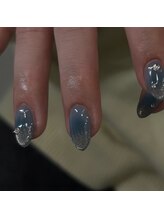 ジーナネイル センター北(Zina nail)/ブルー×シルバーラメグラデ