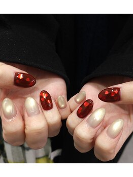 バレンタインネイル