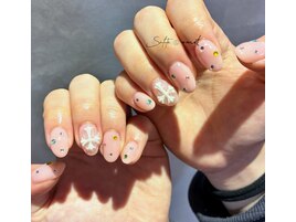 ちゅるんピンク×クロスネイル
