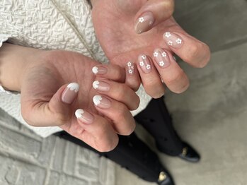 スイートネイル(SWEET NAIL)/もこもこフレンチ×フラワー