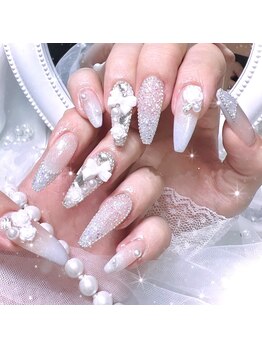 マリンネイル 麻布十番(Marin nail)/キラキラリボンネイル