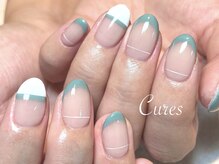 キュアーズ ネイル(CURES NAIL)/グリーンカラーフレンチネイル