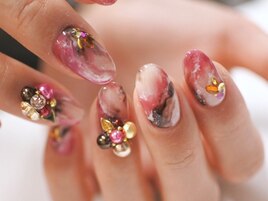 秋ネイル◇マーブルアート