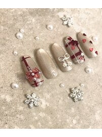 赤チェック柄ネイル＊クリスマス