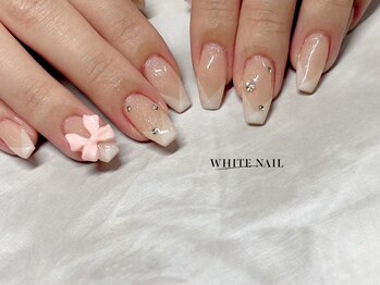 ホワイトネイル(WHITE NAIL)/リボン/フレンチ/持ち込み/パラ