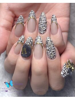 モルフォ 千駄ヶ谷(Morpho)/モノトーンツイードネイル