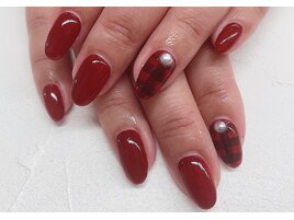 (中原)ボルドーチェックネイル