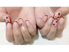 ハート×さくらんぼネイル