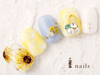 アイネイルズ 横浜WEST店(I-nails)/キラキラひまわり　10480円