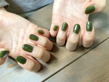 秋のうる艶透け感グリーン♪