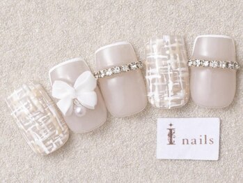 アイネイルズ 三宮店(I nails)/ガーリーホワイトツイード