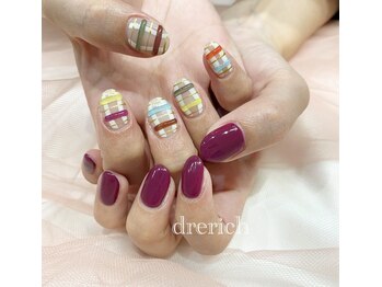 ネイルサロン ドレリッチ 心斎橋店(drerich)/アシメ☆ぽこぽこチェック