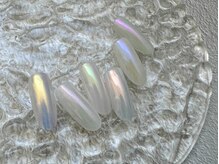 ネイルアイラッシュサロン ジョアアンジェ 難波店(joie ange)/ミラーネイル　ホワイトミラー