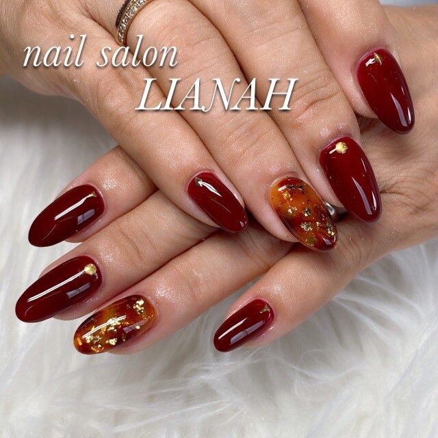 べっ甲×ボルドー❤️ネイルチップ 小さい爪用｜つけ爪/ネイルチップ 