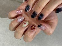 アルファシャルル 那覇 おもろまち(α.chalulu)/持ち込みお花アート/冬ネイル