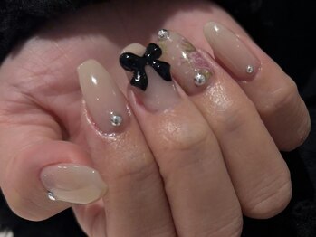 シェルネイル(SHELL NAIL)/バラ/黒/リボン/staff:takeda