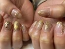 ゴールド×ニュアンスネイル