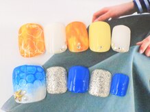 ネイルサロンセレーネ(Selene)/フットネイル☆べっこう夏アクア