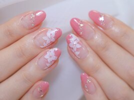 手書きお花ネイル 桜ネイル