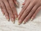 春色のフレンチネイル+パーツ