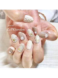 ニットネイル×雪の結晶