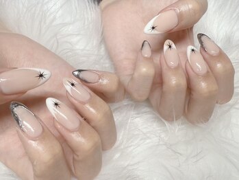 オーロラ アメ村店(AURORA)/フレンチネイル/ミラーネイル