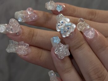 クリアブルーキラキラネイル