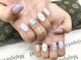 【手書き花ネイル】