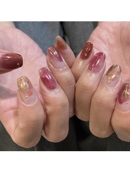 ネウィ ネイル 京橋(newi nail)/ゴールド×赤【newiネイル】