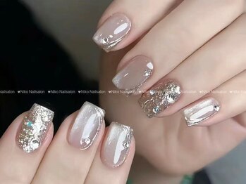 ニコ 柏店(Niko)の写真/【持ち込みデザイン+韓国＆ワンホンネイルパーツ付け放題8980円】上品で華やかなワンホンネイルが叶う♪