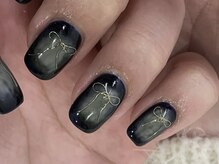 クレモアネイル 池袋西口店(CLEMORE NAIL)/モノトーンリボンネイル