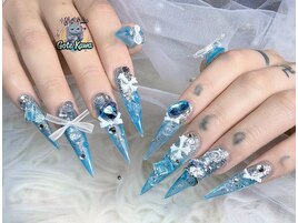 水色ネイル、クリアネイル