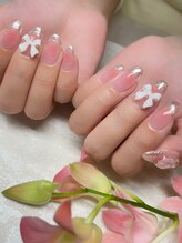 カズネイル(Kazu nail)/チークネイル　リボン添え
