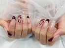 ボルドー　リボンネイル