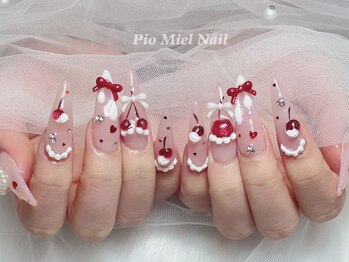 さくらんぼリボンネイル