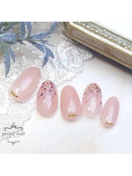 ピオニーネイル(peony nail)/ドライフラワーグラデーション
