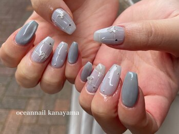 オーシャンネイル 金山店(Ocean Nail)/＃チェック×リボンネイル