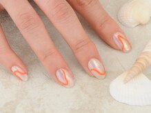 ソウ 難波店 nail salon Sou/オレンジうねうねnail