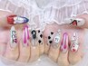 【ジェルチップ長さ出し10本】痛ネイル1体＋ゴージャスアート