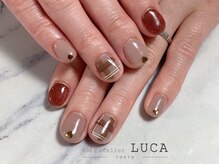 ネイルアトリエルカ(nail atelier LUCA)/W-478 ブラウンチェックネイル