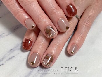 ネイルアトリエルカ(nail atelier LUCA)/W-478 ブラウンチェックネイル