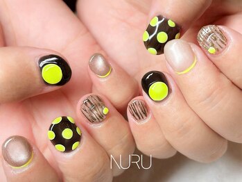 ヌル ネイル 新宿(NURU NAIL)/個性派/ドット柄/ネオン/新宿